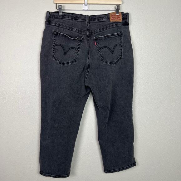 Levi's Women's Wedgie Straight Distressed Black Button Fly Ankle Jeans Size 18W - Picture 6 of 11